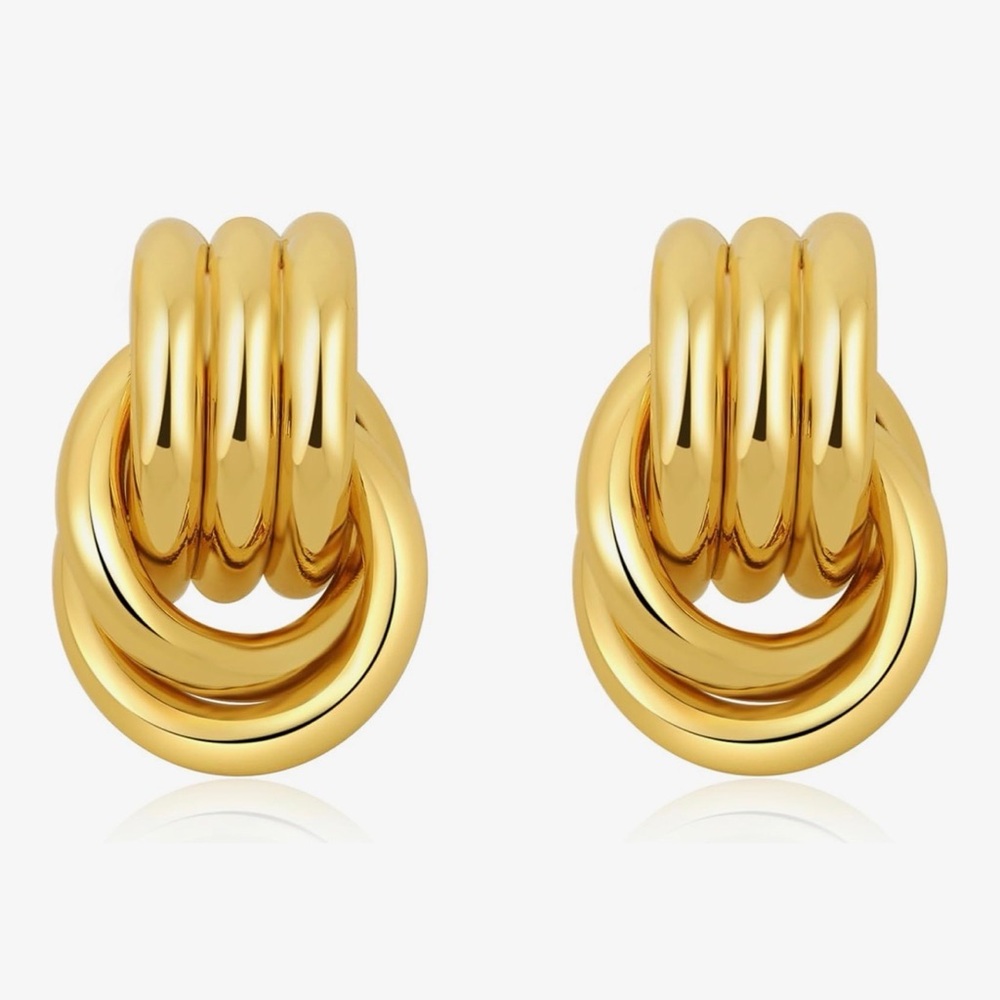 Double Knot Elegant Gold Hoop Earrings